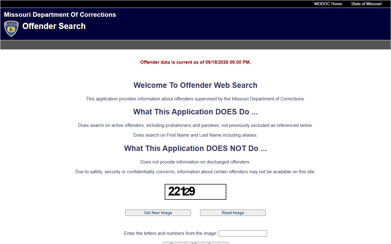 Missouri DOC offender search for Chillicothe Correctional Center inmate lookup